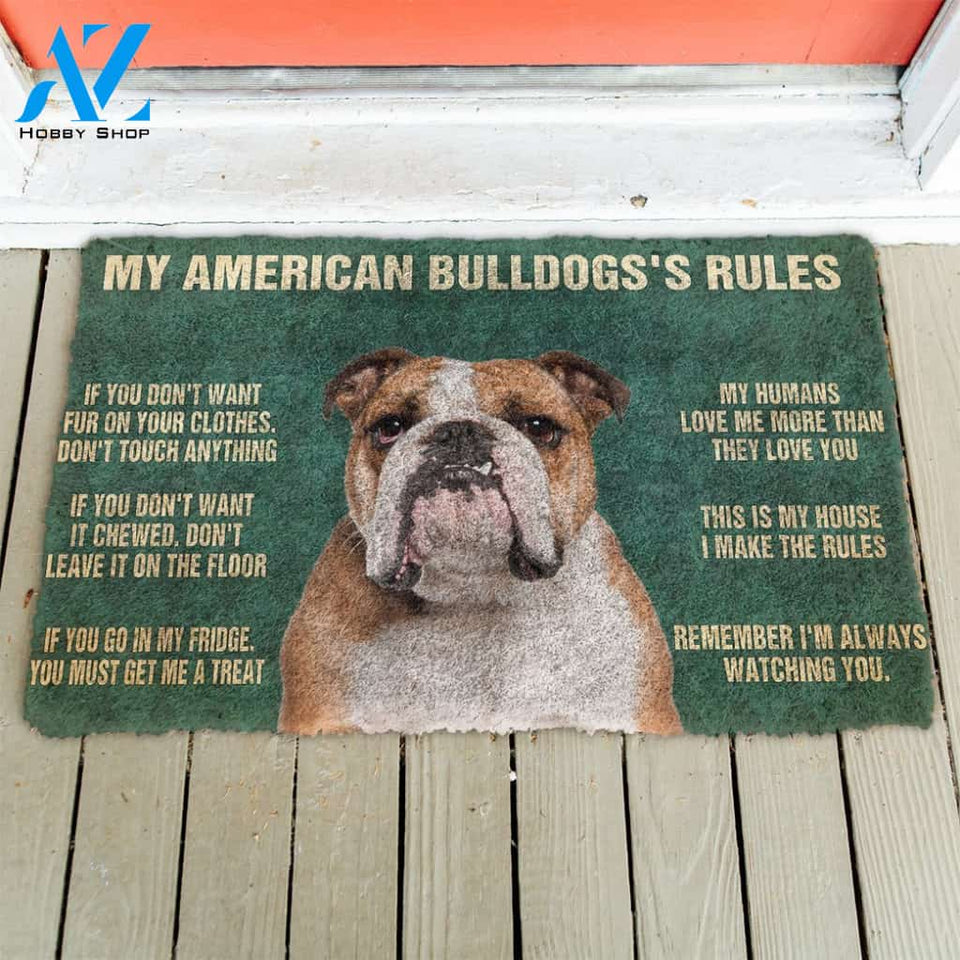 3D My American Bulldog's Rules Doormat | Welcome Mat | House Warming Gift