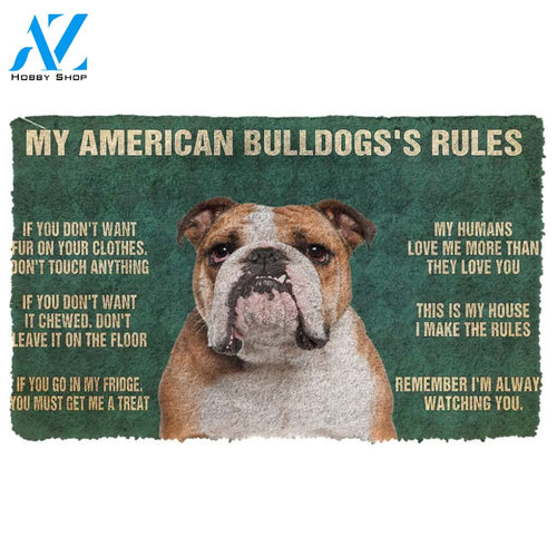 3D My American Bulldog's Rules Doormat | Welcome Mat | House Warming Gift