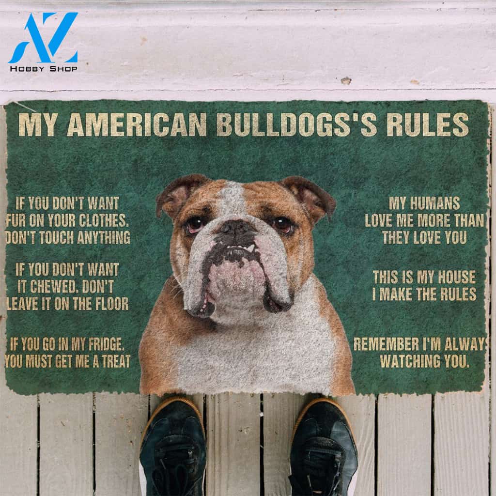 3D My American Bulldog's Rules Doormat | Welcome Mat | House Warming Gift