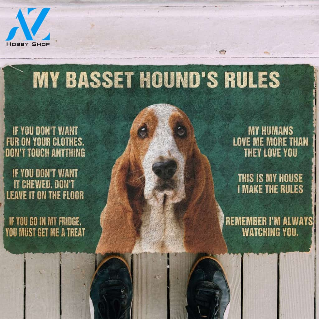 3D My Basset Hound's Rules Doormat | Welcome Mat | House Warming Gift