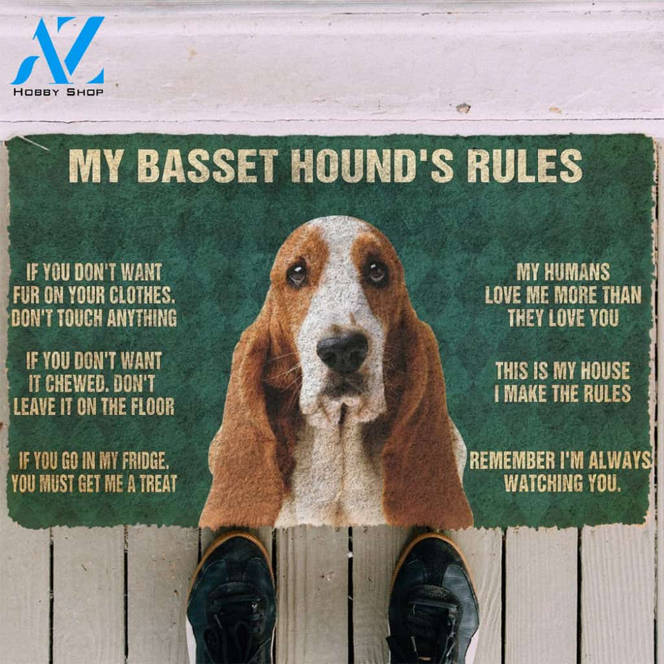 3D My Basset Hound's Rules Doormat | Welcome Mat | House Warming Gift