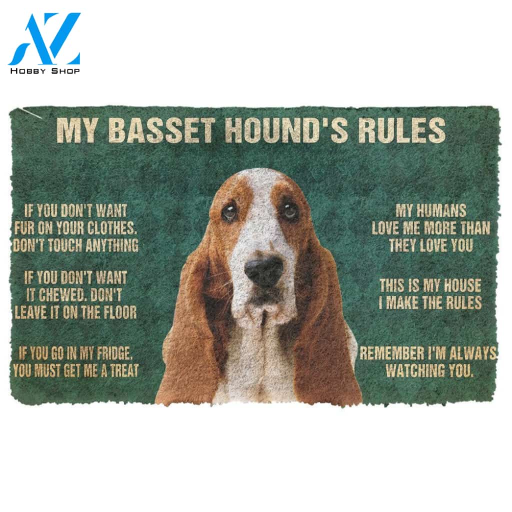 3D My Basset Hound's Rules Doormat | Welcome Mat | House Warming Gift
