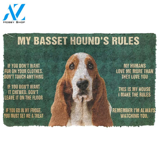 3D My Basset Hound's Rules Doormat | Welcome Mat | House Warming Gift