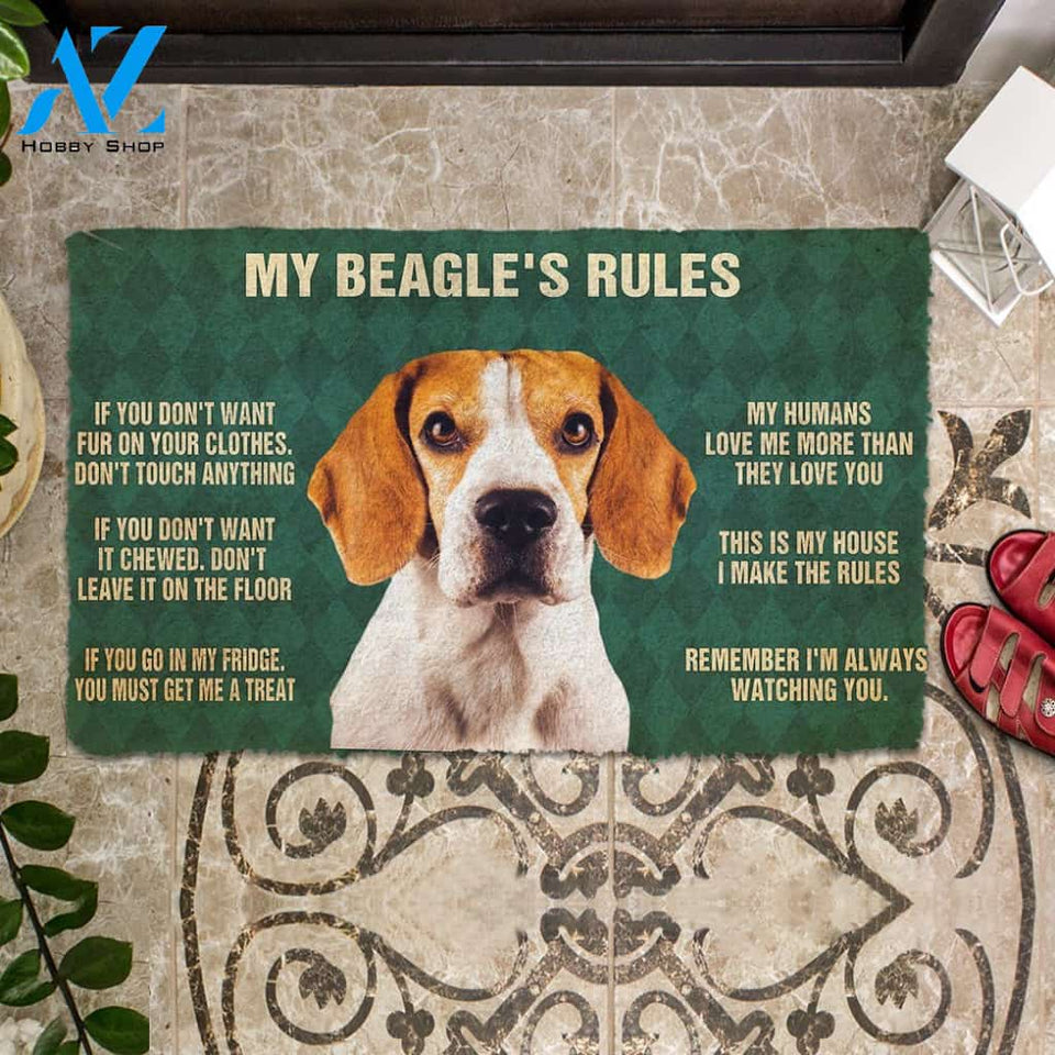3D My Beagle's Rules Doormat | Welcome Mat | House Warming Gift
