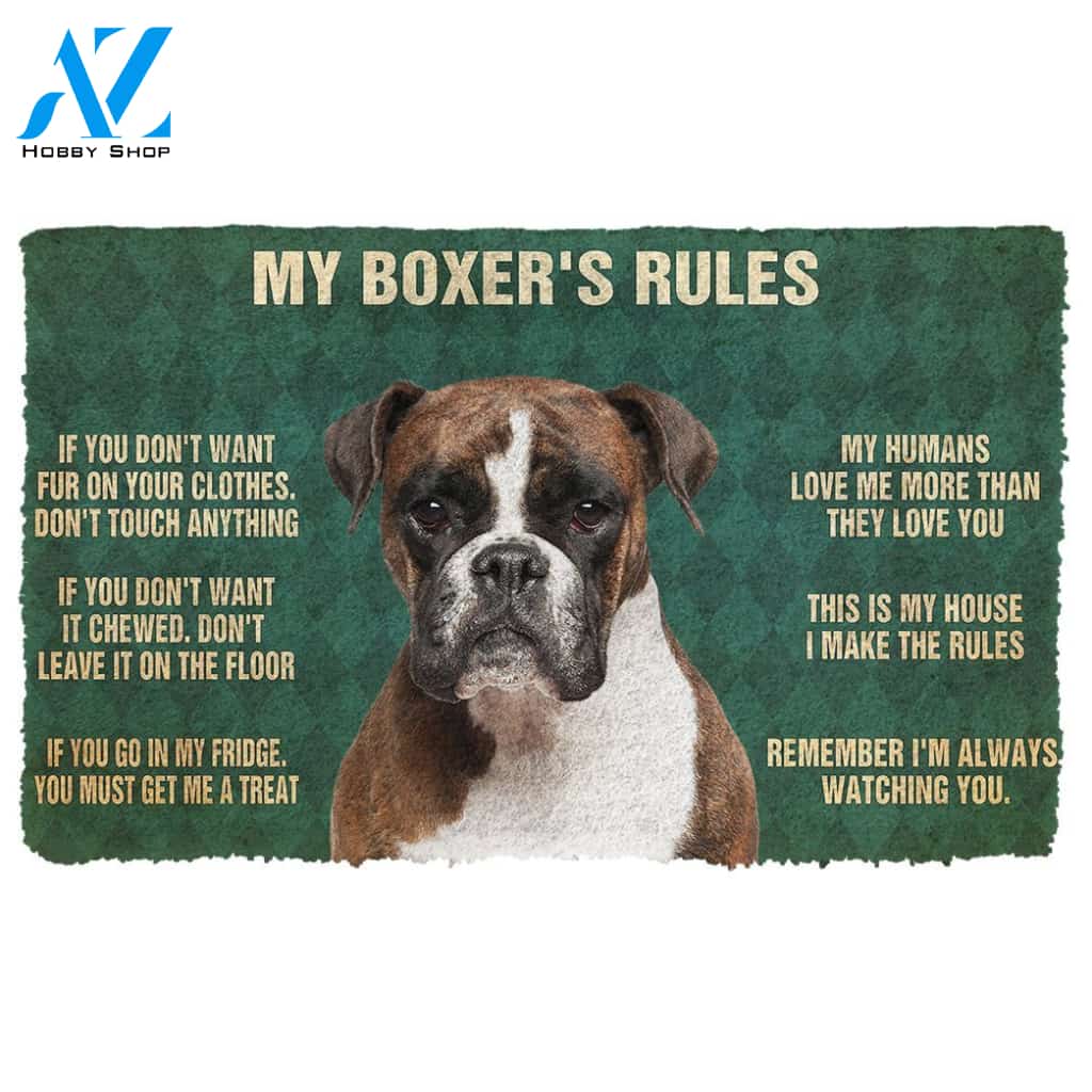 3D My Boxer's Rules Doormat | Welcome Mat | House Warming Gift