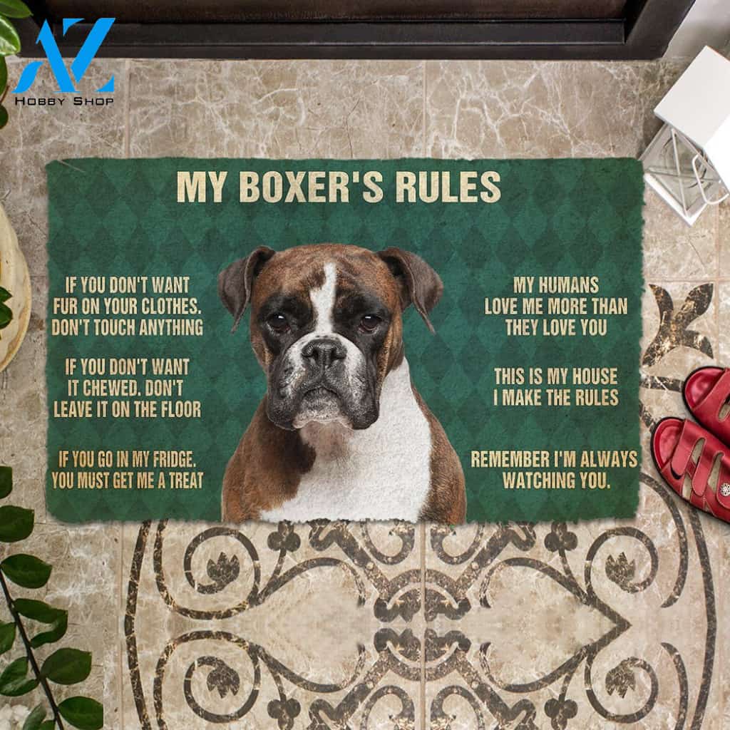 3D My Boxer's Rules Doormat | Welcome Mat | House Warming Gift