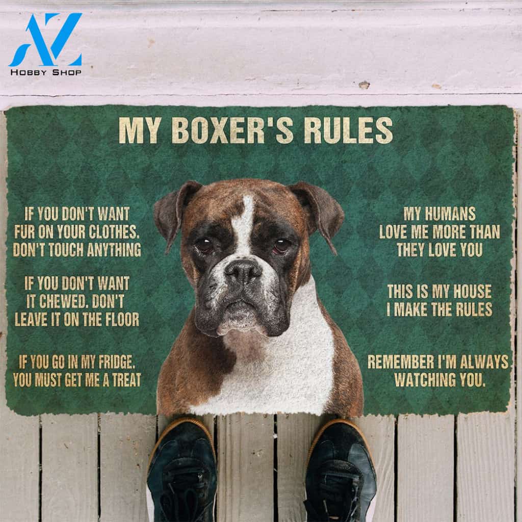 3D My Boxer's Rules Doormat | Welcome Mat | House Warming Gift