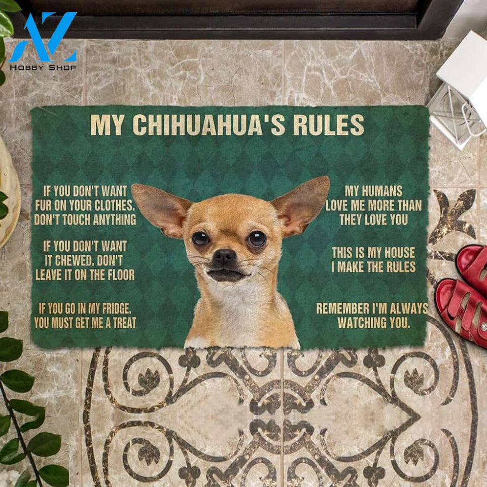 3D My Chihuahua's Rules Doormat | Welcome Mat | House Warming Gift