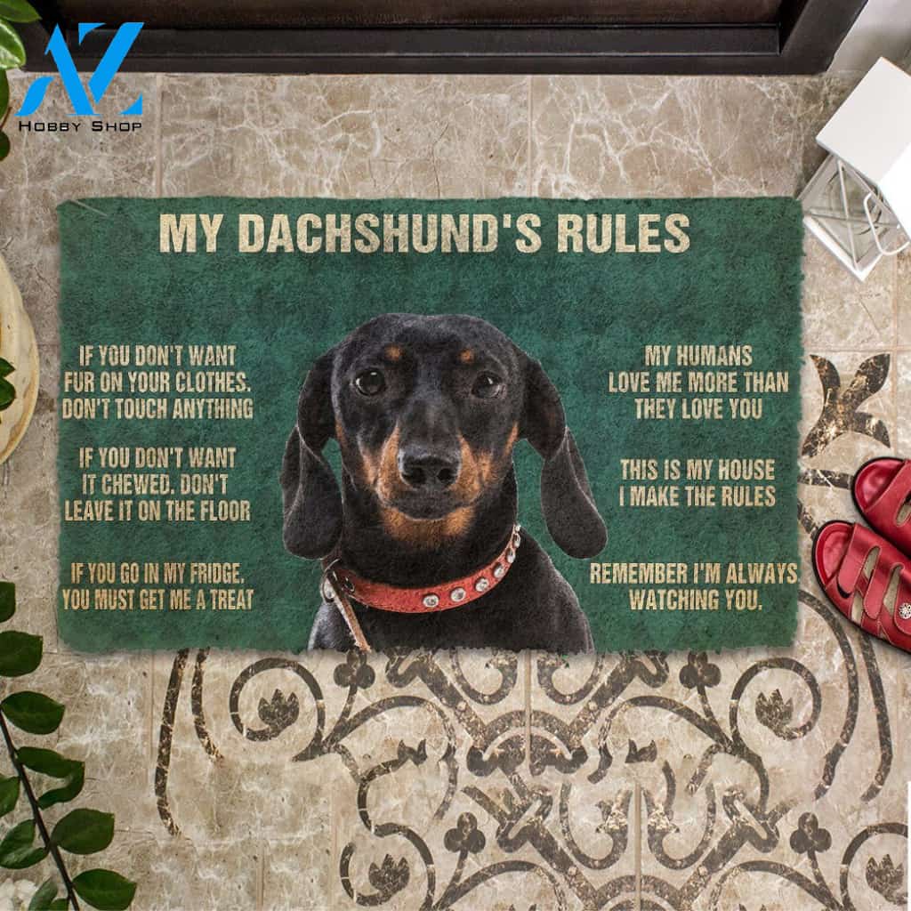 3D My Dachshund's Rules Doormat | Welcome Mat | House Warming Gift