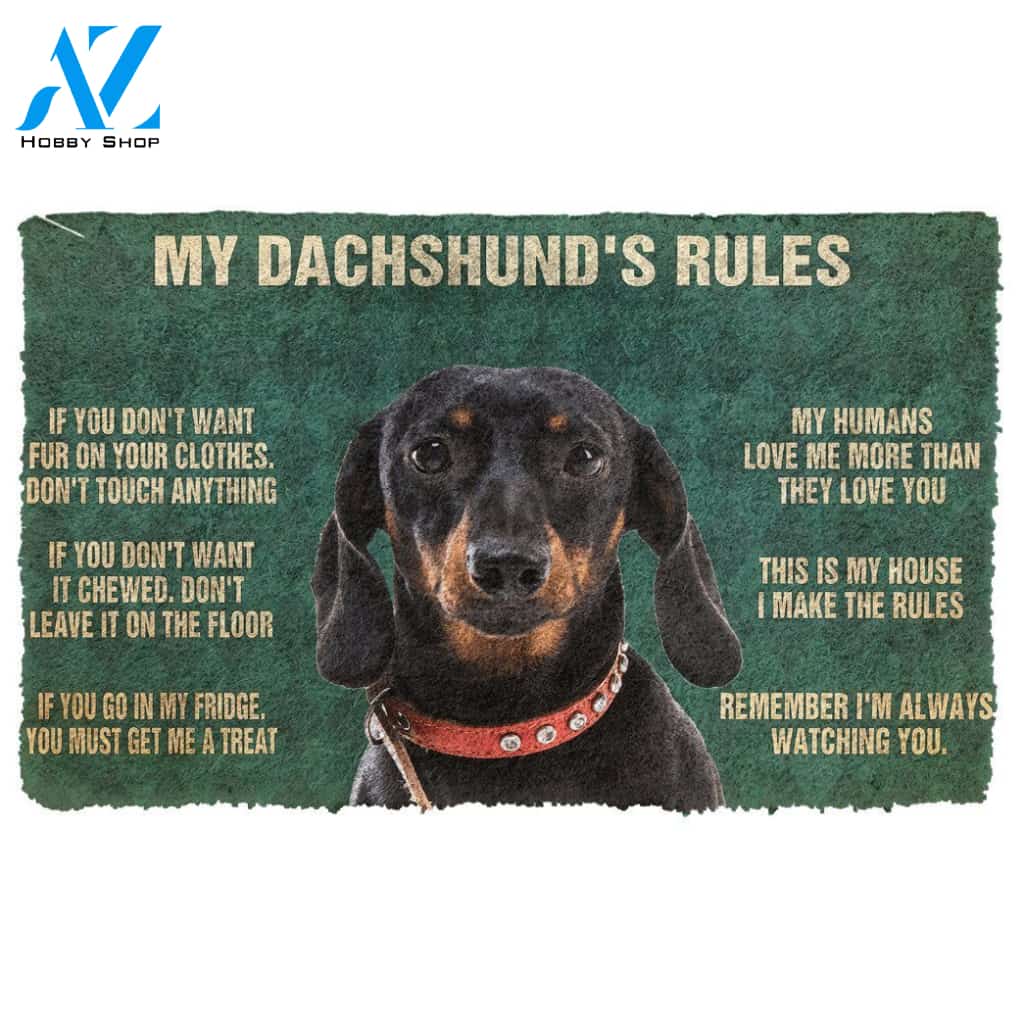 3D My Dachshund's Rules Doormat | Welcome Mat | House Warming Gift
