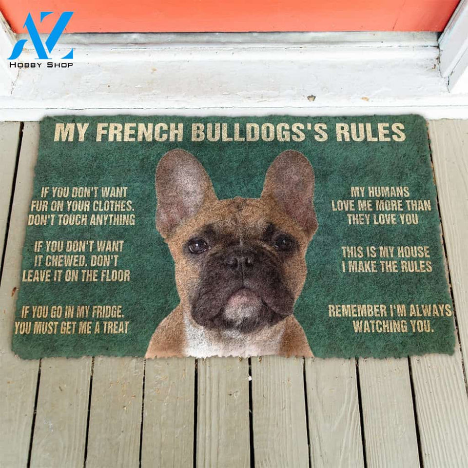 3D My French Bulldog's Rules Doormat | Welcome Mat | House Warming Gift
