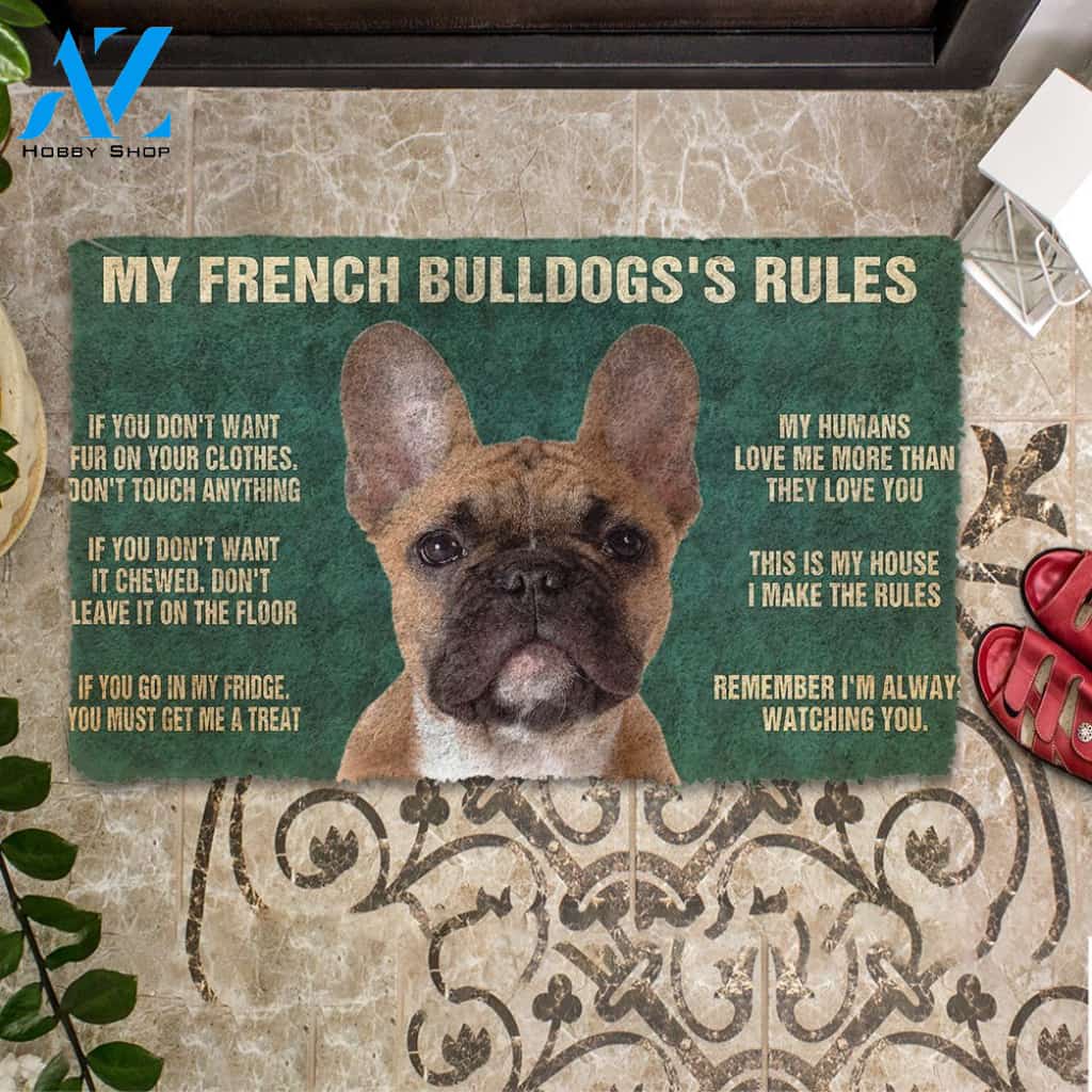 3D My French Bulldog's Rules Doormat | Welcome Mat | House Warming Gift