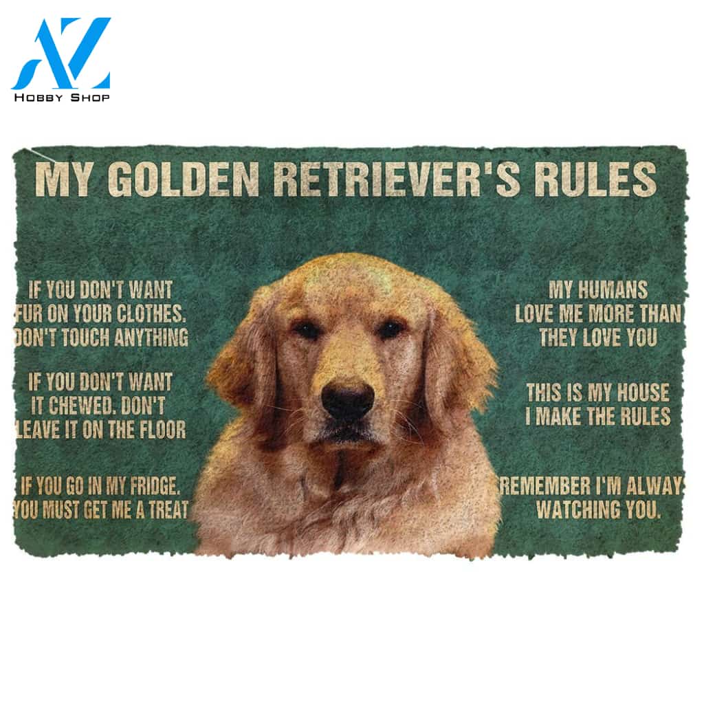 3D My Golden Retriever's Rules Doormat | Welcome Mat | House Warming Gift