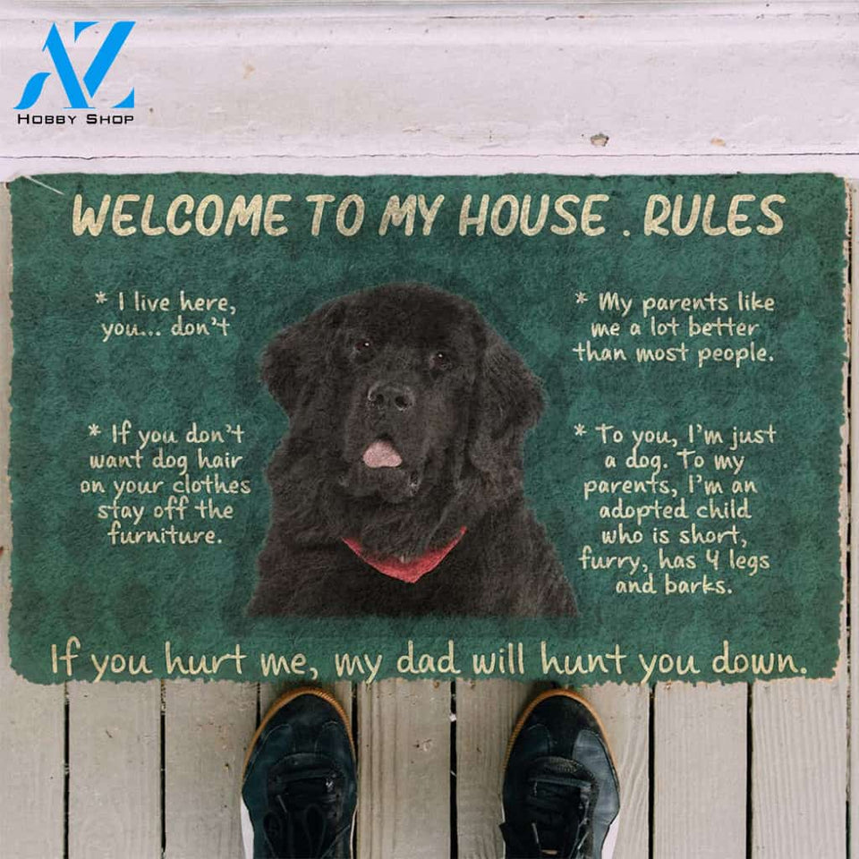 3D Newfoundland Welcome To My House Rules Custom Doormat | Welcome Mat | House Warming Gift