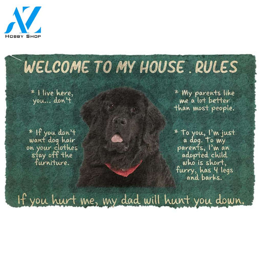 3D Newfoundland Welcome To My House Rules Custom Doormat | Welcome Mat | House Warming Gift
