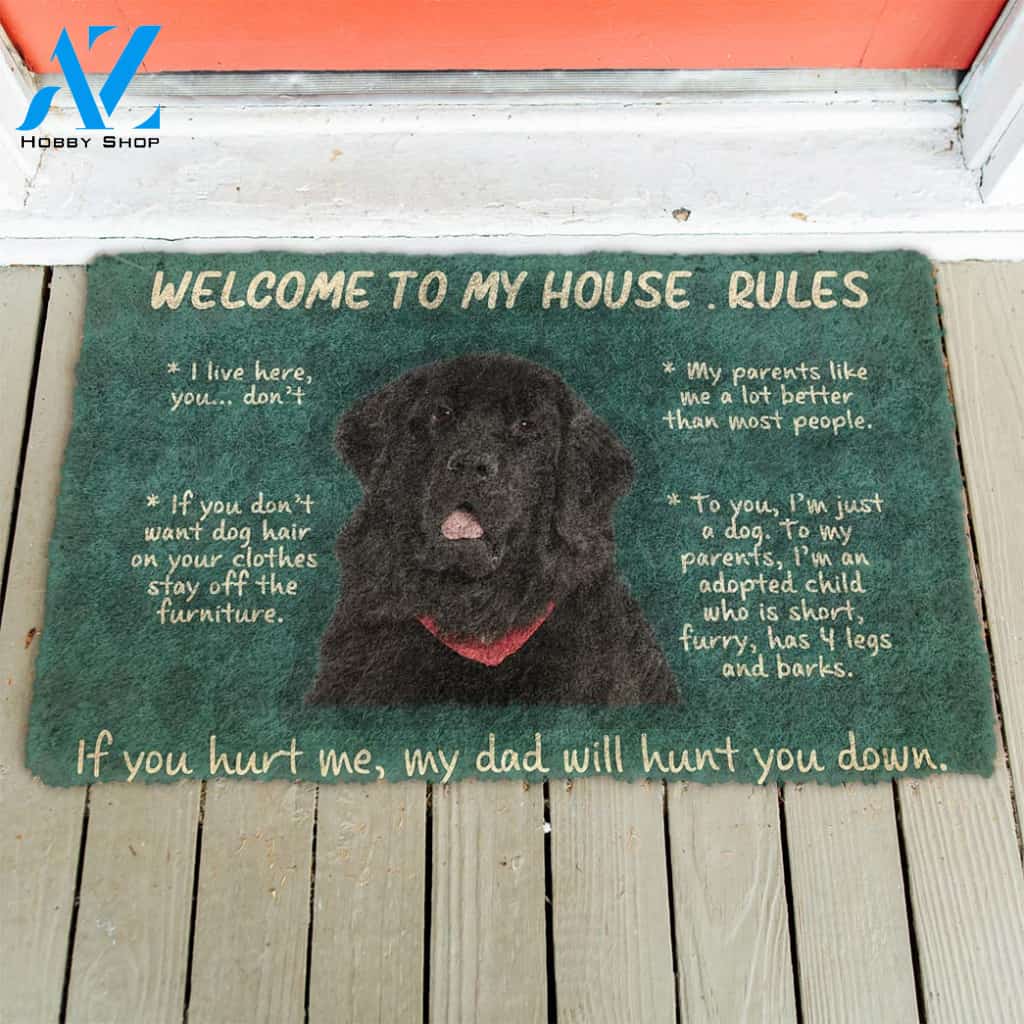 3D Newfoundland Welcome To My House Rules Custom Doormat | Welcome Mat | House Warming Gift