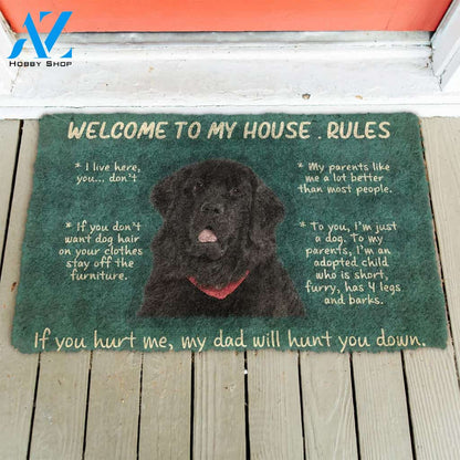 3D Newfoundland Welcome To My House Rules Custom Doormat | Welcome Mat | House Warming Gift