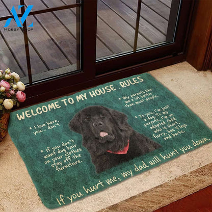 3D Newfoundland Welcome To My House Rules Custom Doormat | Welcome Mat | House Warming Gift