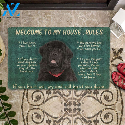 3D Newfoundland Welcome To My House Rules Custom Doormat | Welcome Mat | House Warming Gift
