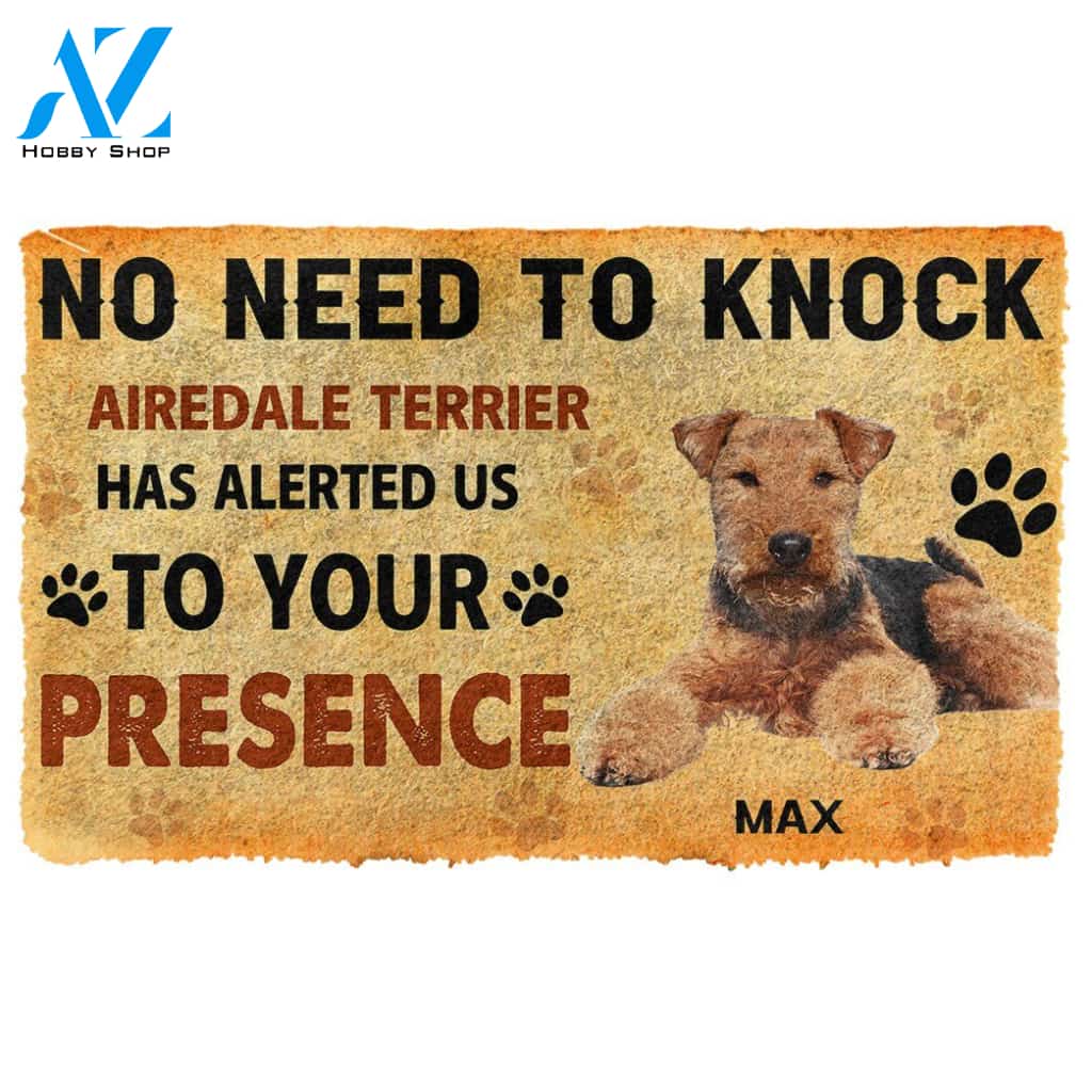 3D No Need To Knock Airedale Terrier Dog Custom Name Doormat | Welcome Mat | House Warming Gift