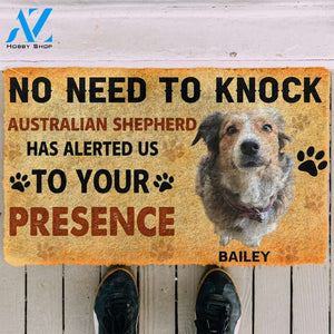 3D No Need To Knock Australian Shepherd Custom Name Doormat | Welcome Mat | House Warming Gift