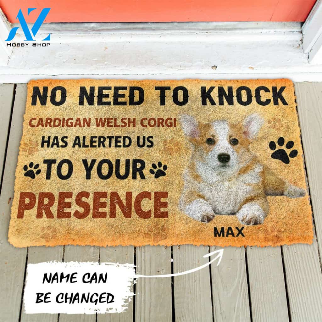 3D No Need To Knock Cardigan Welsh Corgi Dogs Custom Name Doormat | Welcome Mat | House Warming Gift