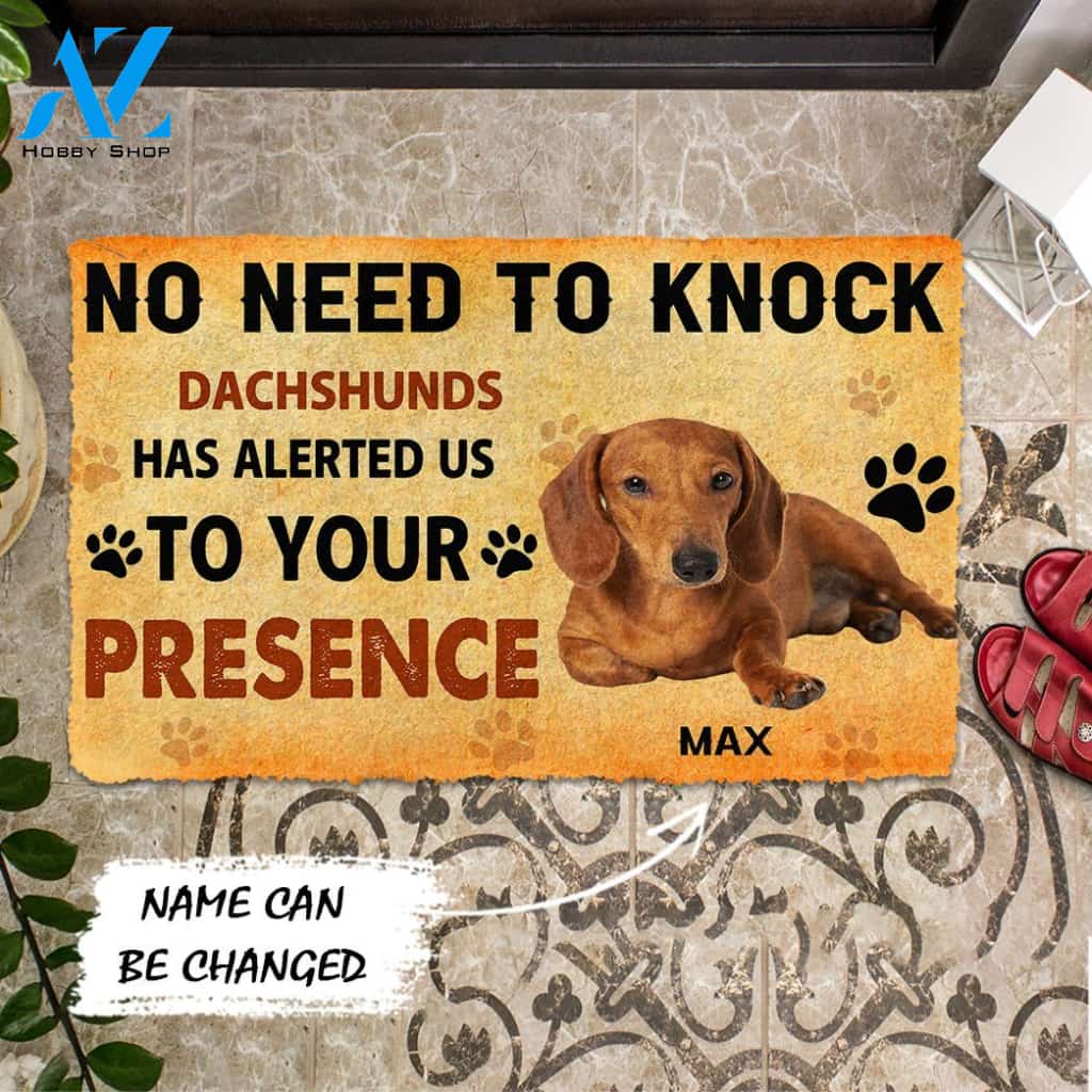 3D No Need To Knock Dachshunds Dog Custom Name Doormat | Welcome Mat | House Warming Gift