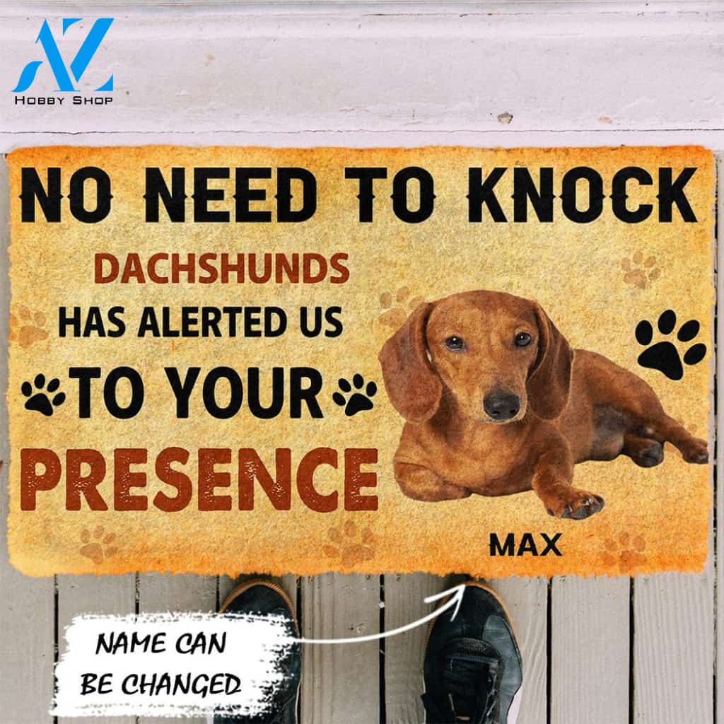 3D No Need To Knock Dachshunds Dog Custom Name Doormat | Welcome Mat | House Warming Gift