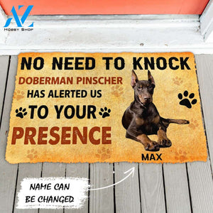 3D No Need To Knock Doberman Pinscher Dog Custom Name Doormat | Welcome Mat | House Warming Gift