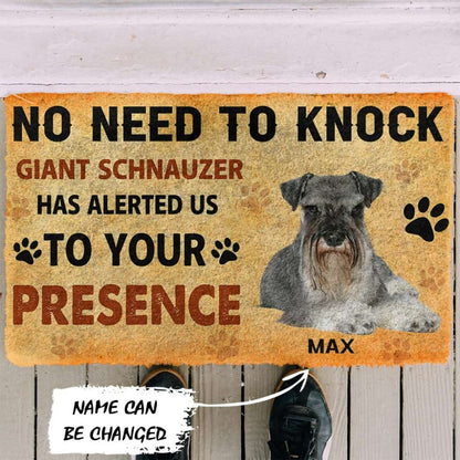 3D No Need To Knock Giant Schnauzer Dog Custom Name Doormat