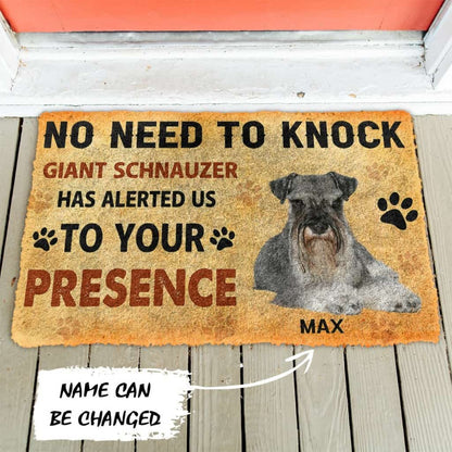3D No Need To Knock Giant Schnauzer Dog Custom Name Doormat