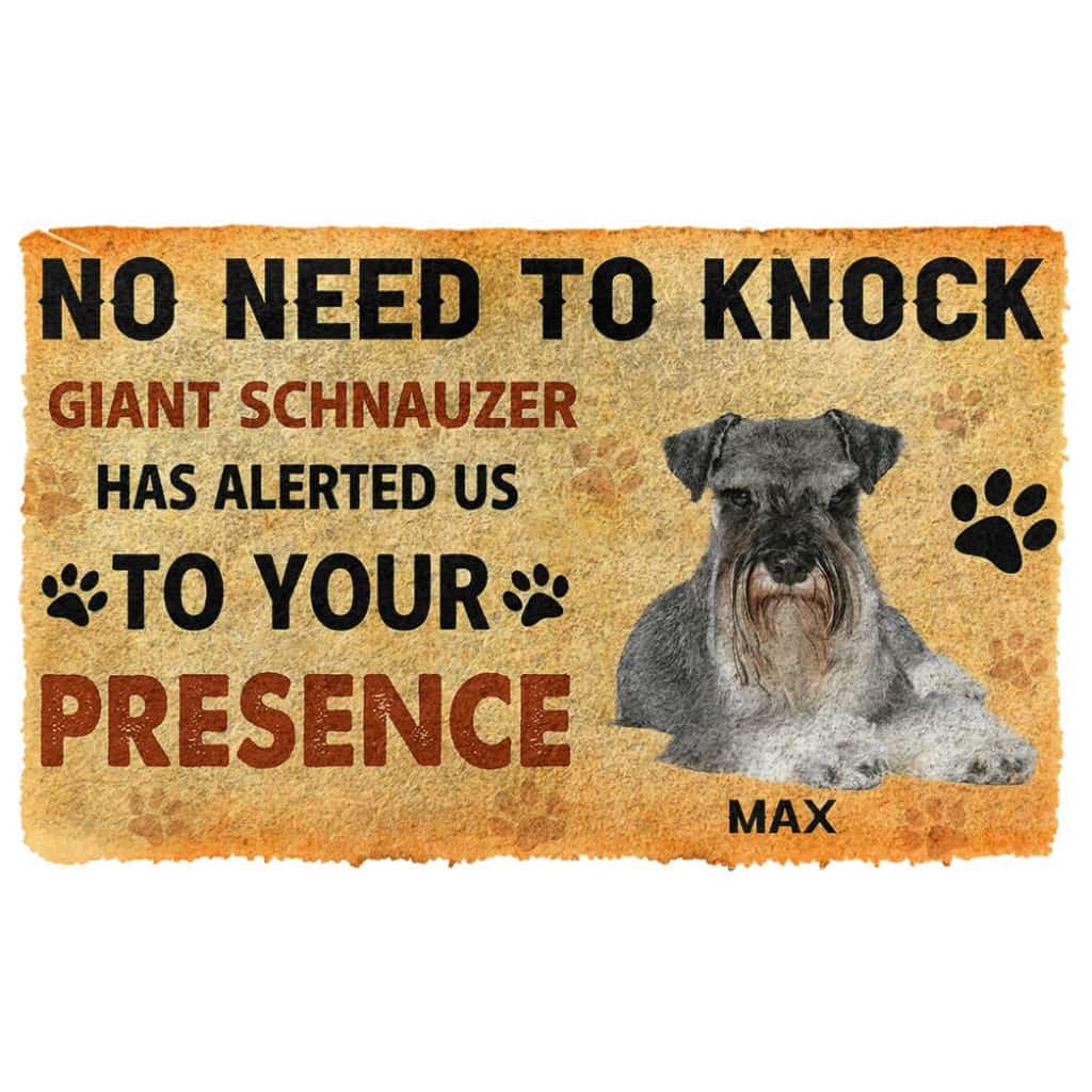 3D No Need To Knock Giant Schnauzer Dog Custom Name Doormat