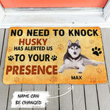 3D No Need To Knock Husky Dog Custom Name Doormat
