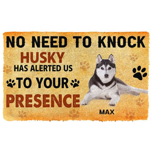 3D No Need To Knock Husky Dog Custom Name Doormat