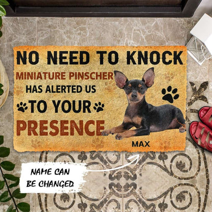 3D No Need To Knock Miniature Pinscher Dog Custom Name Doormat