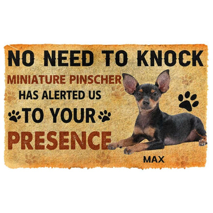 3D No Need To Knock Miniature Pinscher Dog Custom Name Doormat