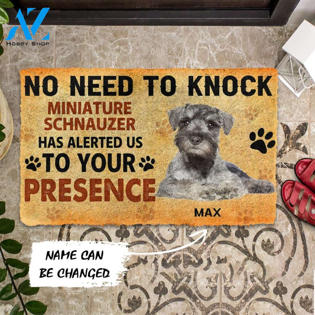 3D No Need To Knock Miniature Schnauzer Dog Custom Name Doormat | Welcome Mat | House Warming Gift
