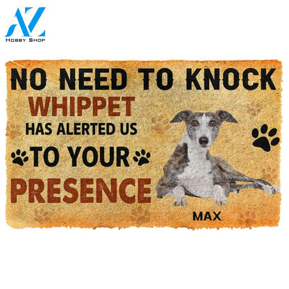 3D No Need To Knock Whippet Dog Custom Name Doormat | Welcome Mat | House Warming Gift