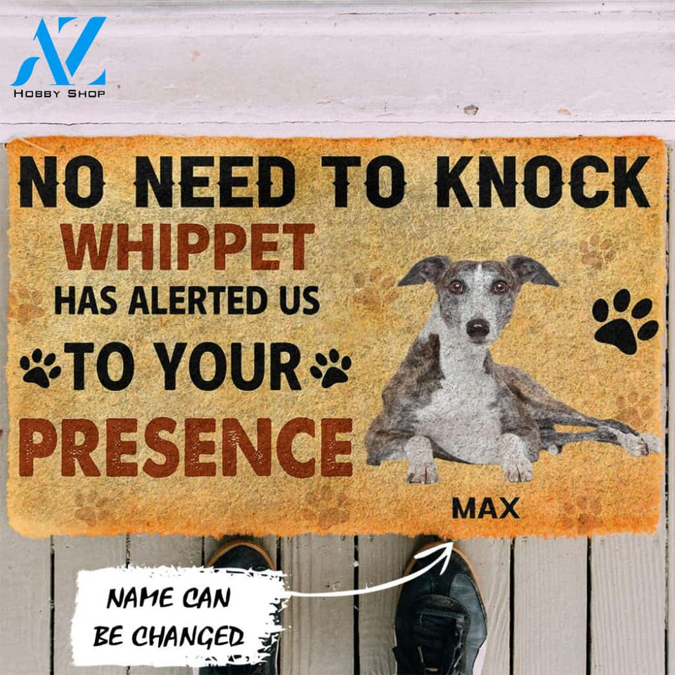 3D No Need To Knock Whippet Dog Custom Name Doormat | Welcome Mat | House Warming Gift