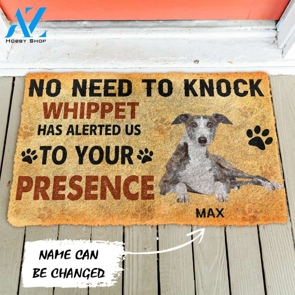 3D No Need To Knock Whippet Dog Custom Name Doormat | Welcome Mat | House Warming Gift