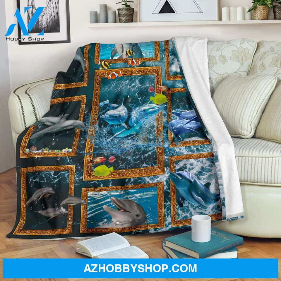 3D Ocean Dolphin blanket Gift Family