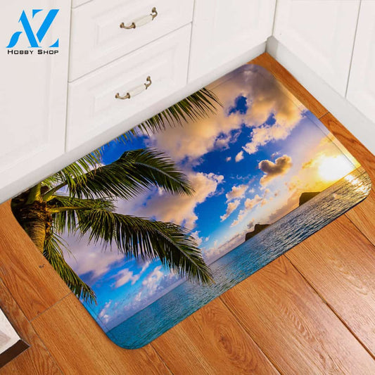 3D Palm Sunset Door Mat