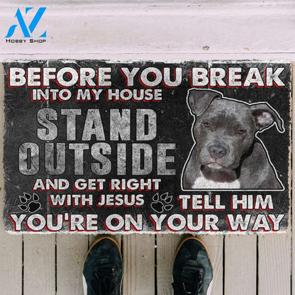 3D Pitbull Before You Break Into My House Custom Doormat | Welcome Mat | House Warming Gift