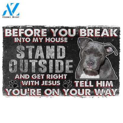 3D Pitbull Before You Break Into My House Custom Doormat | Welcome Mat | House Warming Gift