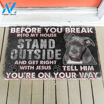 3D Pitbull Before You Break Into My House Custom Doormat | Welcome Mat | House Warming Gift