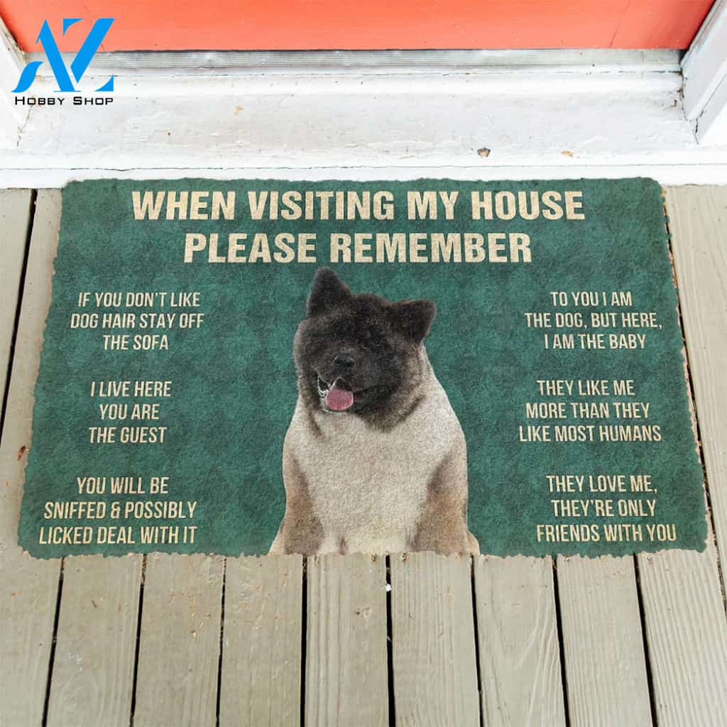 3D Please Remember Akita Dogs House Rules Custom Doormat | Welcome Mat | House Warming Gift