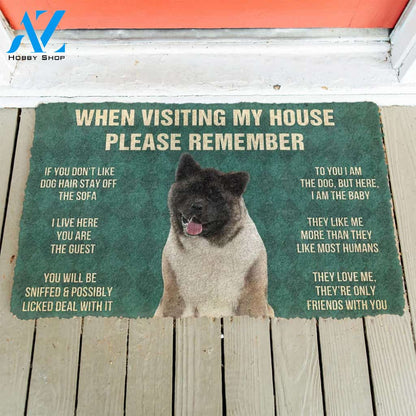 3D Please Remember Akita Dogs House Rules Custom Doormat | Welcome Mat | House Warming Gift