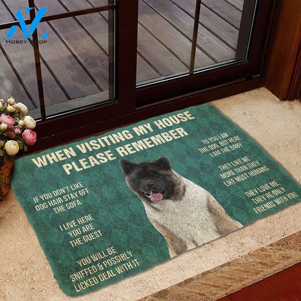3D Please Remember Akita Dogs House Rules Custom Doormat | Welcome Mat | House Warming Gift