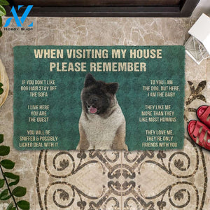 3D Please Remember Akita Dogs House Rules Custom Doormat | Welcome Mat | House Warming Gift