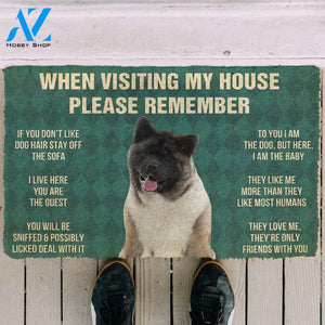 3D Please Remember Akita Dogs House Rules Custom Doormat | Welcome Mat | House Warming Gift